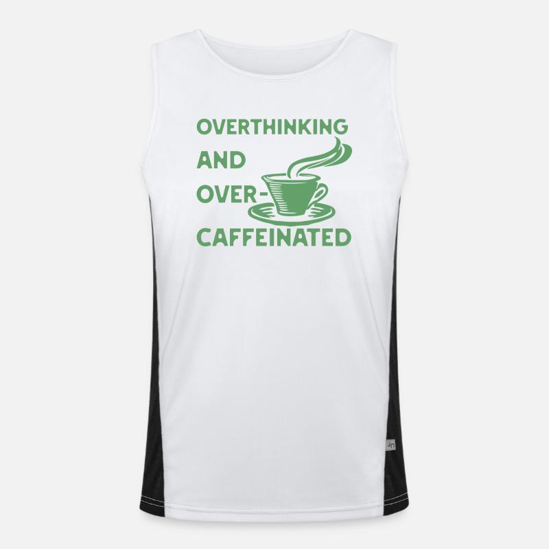 overthinking and over-caffeinated in green Men's Functional Contrast Tank Top 