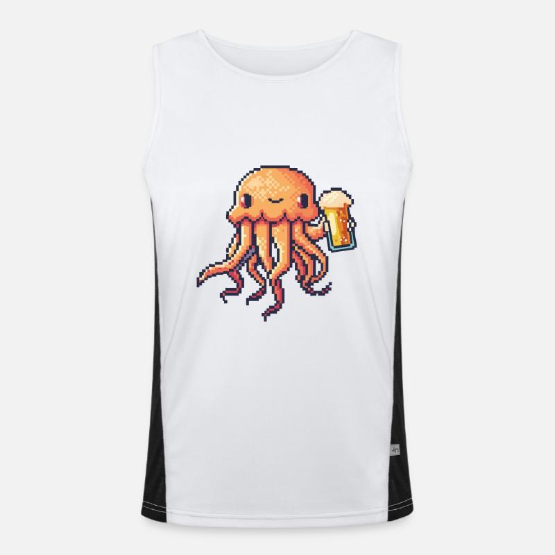 Qualle Pixel Bier Funktionelles Kontrast-Tank Top für Männer 
