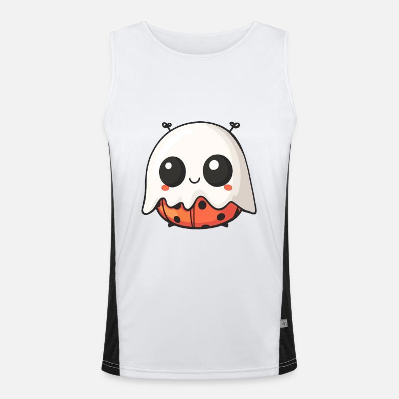 Ladybug Halloween Comic Ghost - Men's Functional Contrast Tank Top - white/black