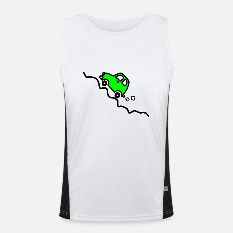 Green car going up a hill Men's Functional Contrast Tank Top 