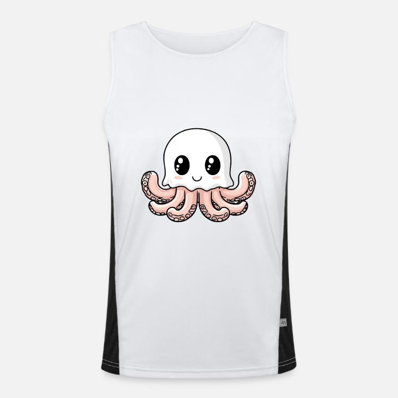 Octopus Halloween Comic Ghost Men's Functional Contrast Tank Top 