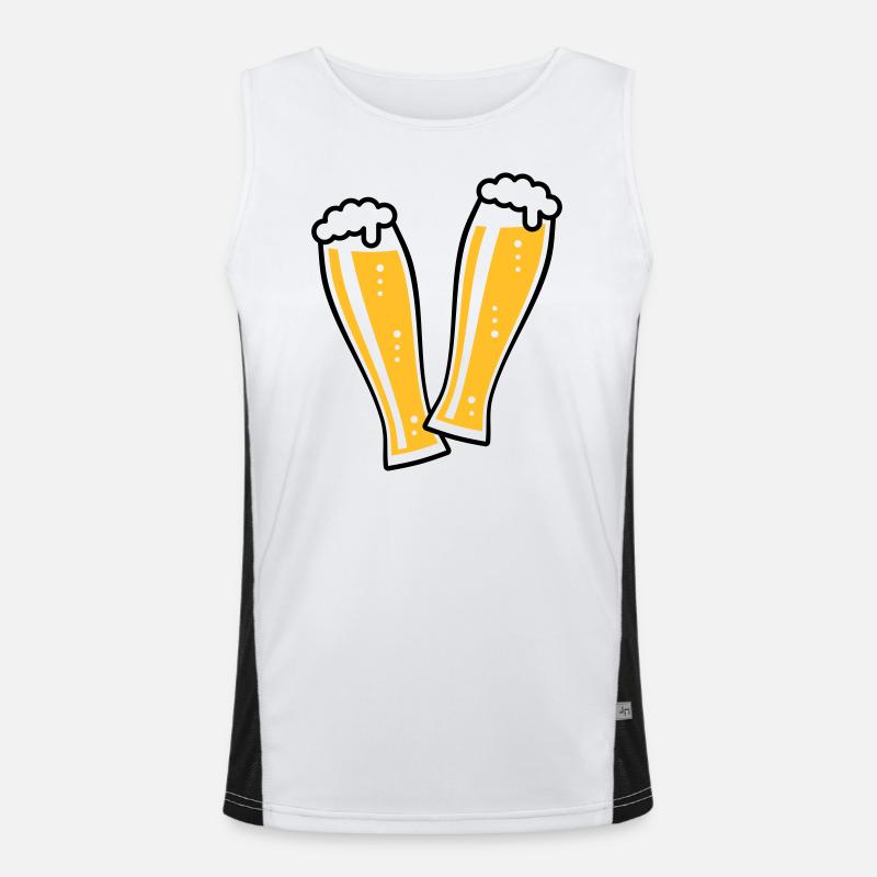 2 Weißbiergläser Stoßen An (Bier Weizenbier / 2C) Funktionelles Kontrast-Tank Top für Männer 