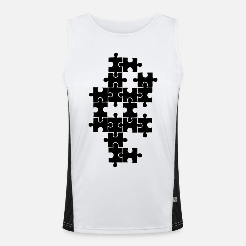 Puzzle nero Canotta sportiva da uomo in contrasto cromatico 