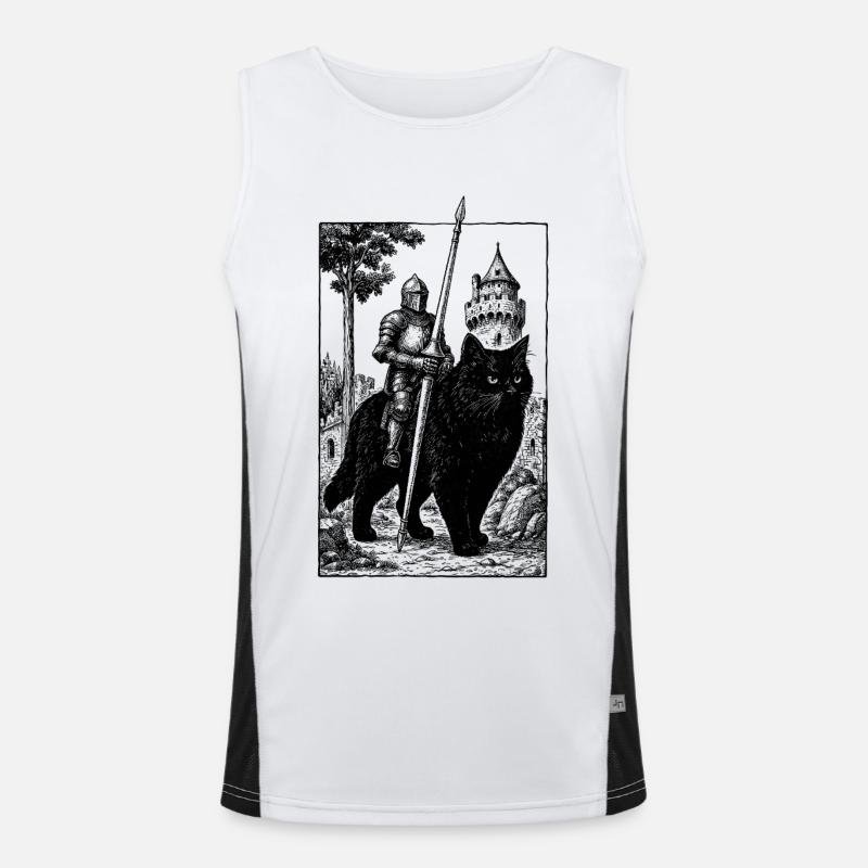 Ritter auf Katze Funktionelles Kontrast-Tank Top für Männer 
