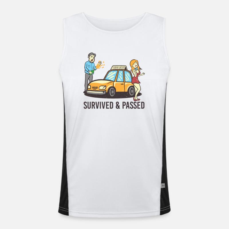 Driving instructor student survived & passed driving school Men's Functional Contrast Tank Top 