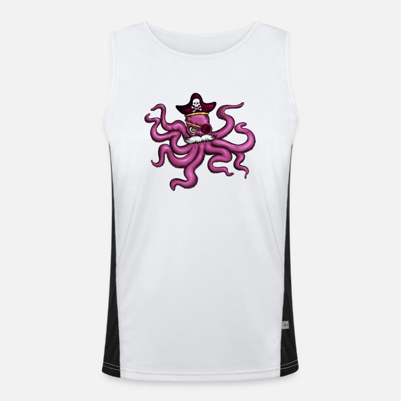 Octopus Pirate Pirate Hat Eye Patch Moustache Men's Functional Contrast Tank Top 
