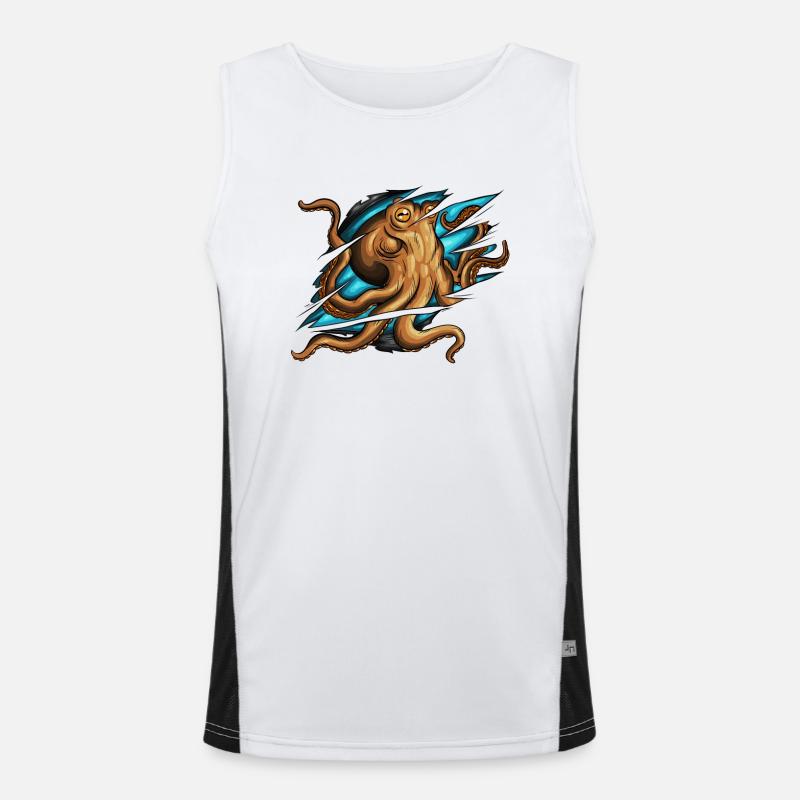Displaced scratch octopus squid costume Men's Functional Contrast Tank Top 