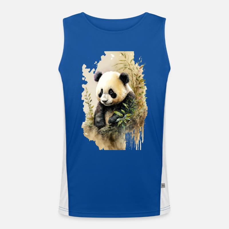 Cute Panda Watercolor Men's Functional Contrast Tank Top 