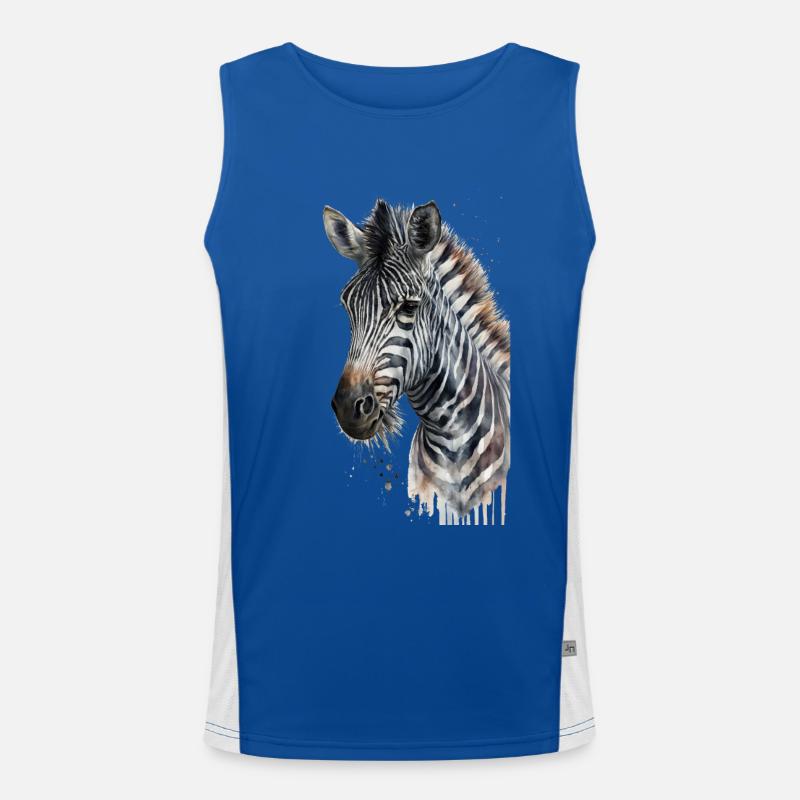 Zebra Aquarell Cool Tier Funktionelles Kontrast-Tank Top für Männer 