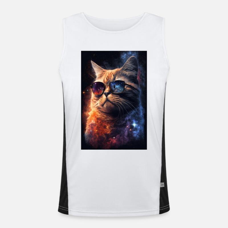 Cat Space Galaxy Space Cool Lunettes de soleil Débardeur respirant contrasté Homme 