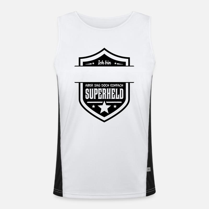 Superheld eigener Text Funktionelles Kontrast-Tank Top für Männer 