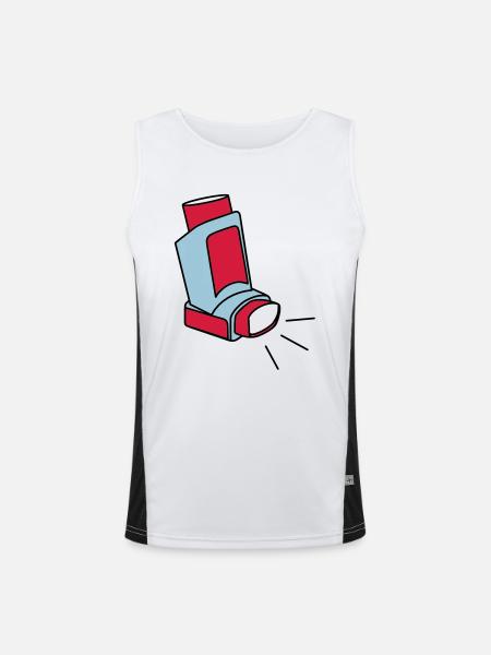 Asthmaspray - Funktionelles Kontrast-Tank Top für Männer - Weiß/Schwarz