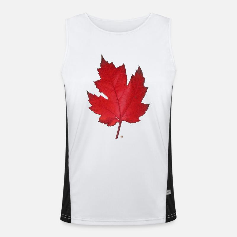 Red maple leaf Men's Functional Contrast Tank Top 