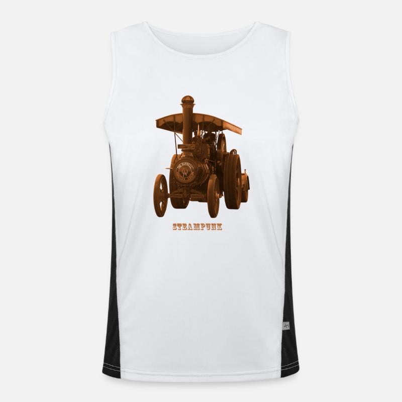Tractor Tractor Steampunk Steam Engine Retro Men's Functional Contrast Tank Top 