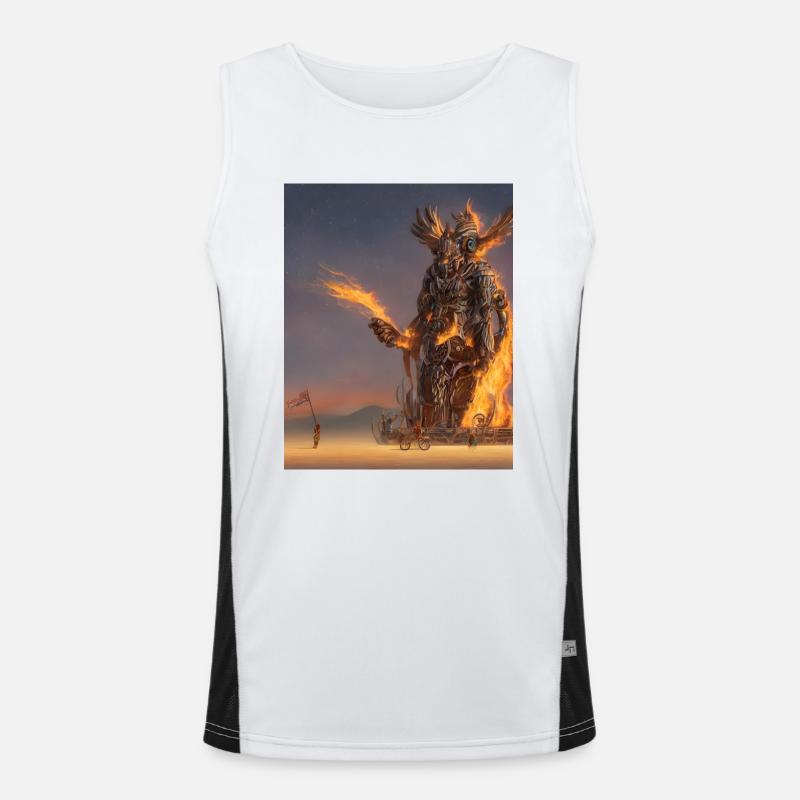 Brennender Mann Funktionelles Kontrast-Tank Top für Männer 