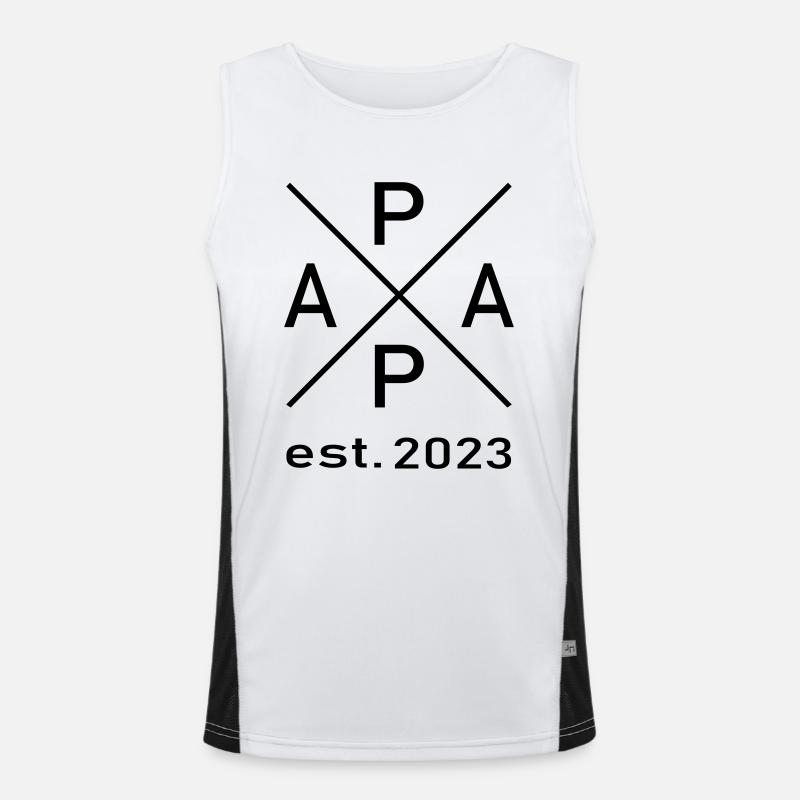 Papa est. 2023 Funktionelles Kontrast-Tank Top für Männer 