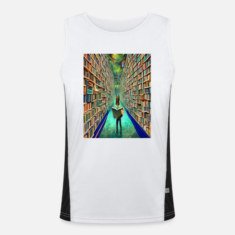 "Die Bücherei der Zeit" Funktionelles Kontrast-Tank Top für Männer 