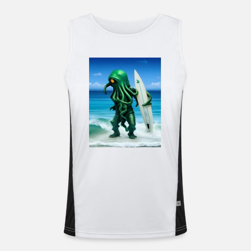 Surfing Octopus Funktionelles Kontrast-Tank Top für Männer 