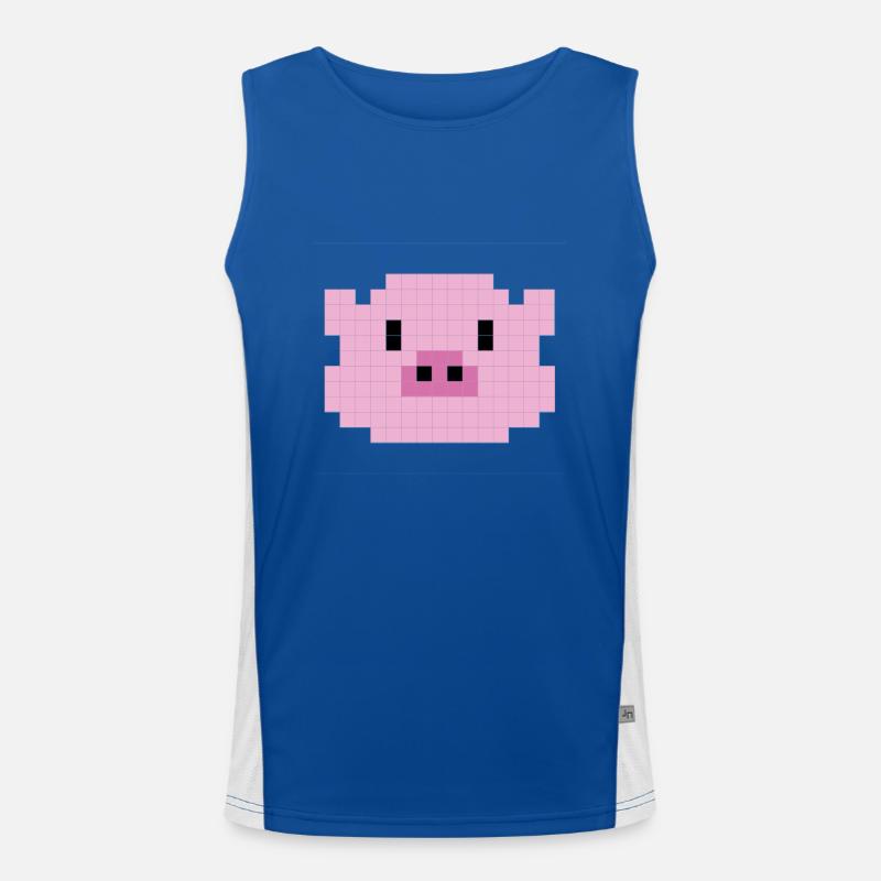 Pixelated pig head Men's Functional Contrast Tank Top 