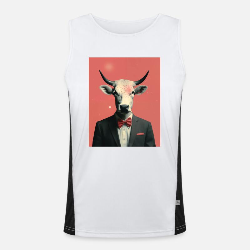 Mann Kuh surreale Collage Funktionelles Kontrast-Tank Top für Männer 
