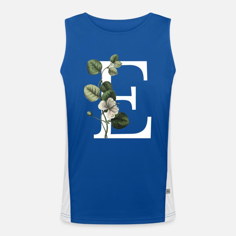 Grüner botanischer Buchstabe E Funktionelles Kontrast-Tank Top für Männer 