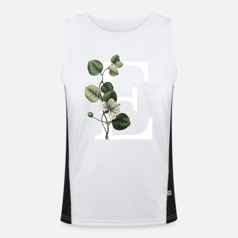 Green Botanical Letter E - Men's Functional Contrast Tank Top  - white/black