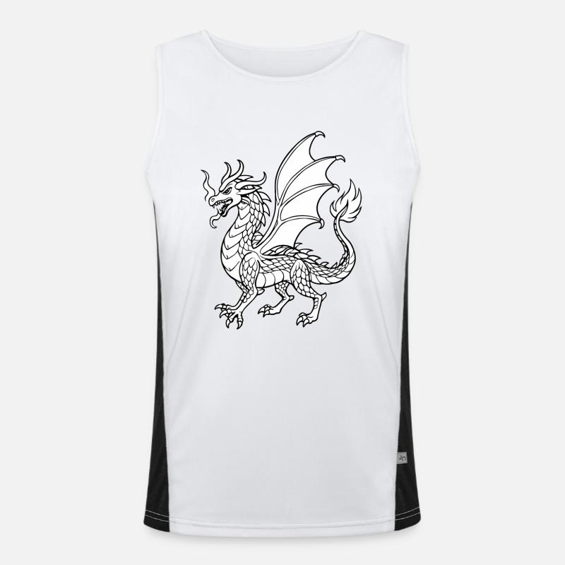 Dessin au trait du dragon Débardeur respirant contrasté Homme 