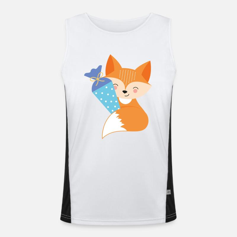Fuchs mit Schultüte Einschulung Funktionelles Kontrast-Tank Top für Männer 