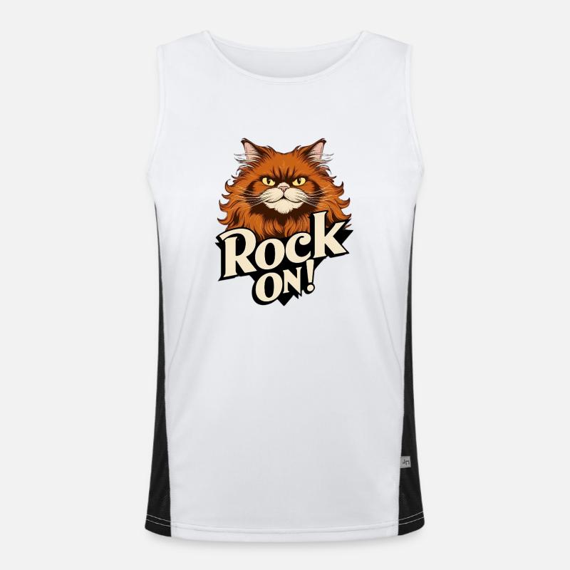 Cat - Rock on Men's Functional Contrast Tank Top 