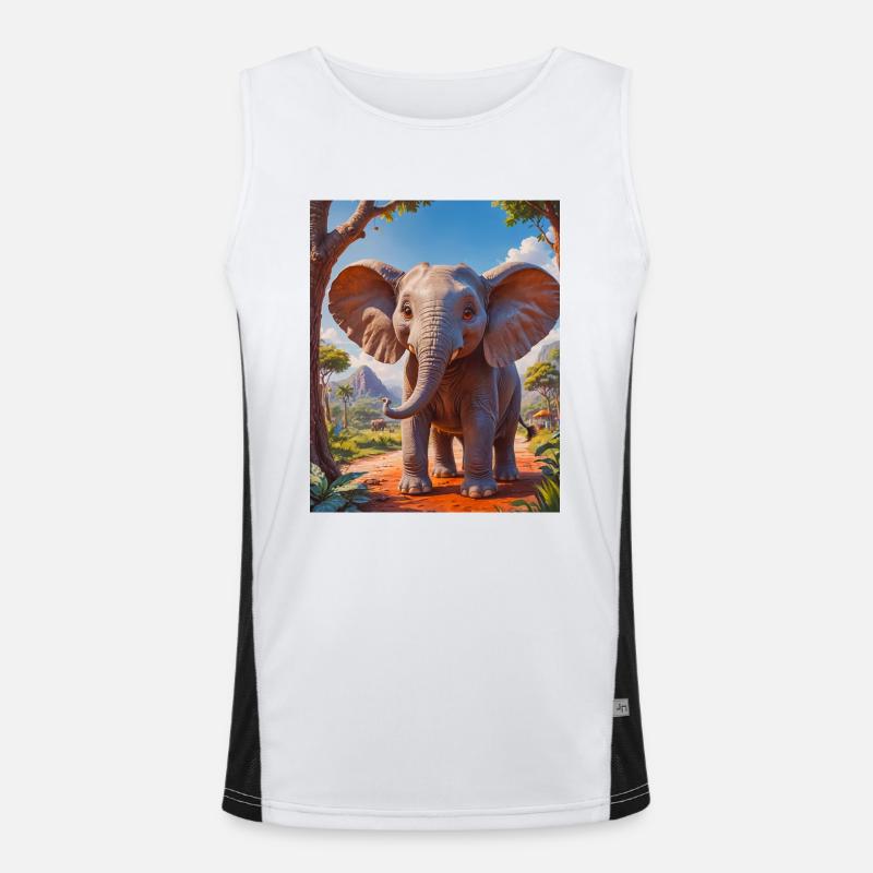 super cute african animals– elephant Men's Functional Contrast Tank Top 