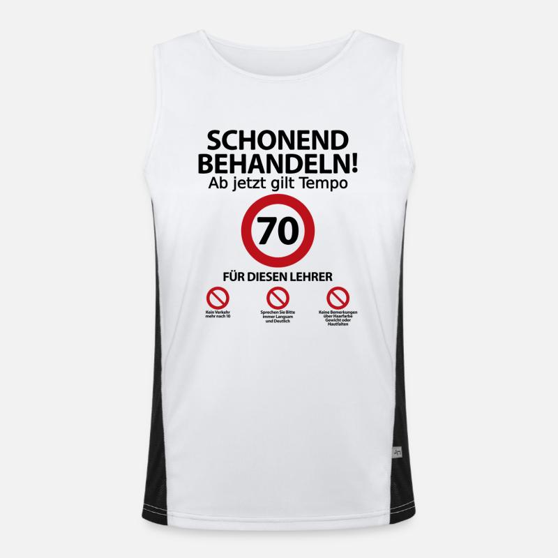 70. Geburtstag Lehrer mit Spruch Funktionelles Kontrast-Tank Top für Männer 