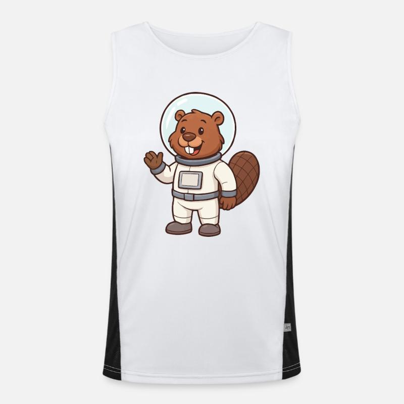 biber astronaut comic Funktionelles Kontrast-Tank Top für Männer 