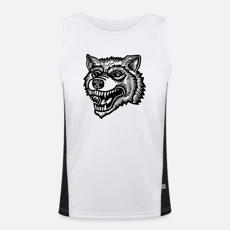 Wolf - Men's Functional Contrast Tank Top - white/black