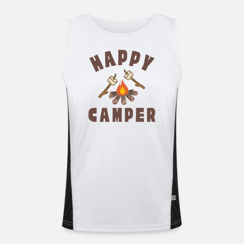 Happy Camper (marshmallow, campfire, camping) Men's Functional Contrast Tank Top 