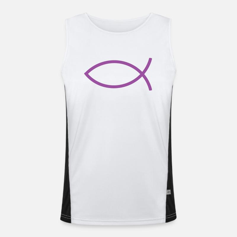 Jesus fish Ichthys fish fish Men's Functional Contrast Tank Top 