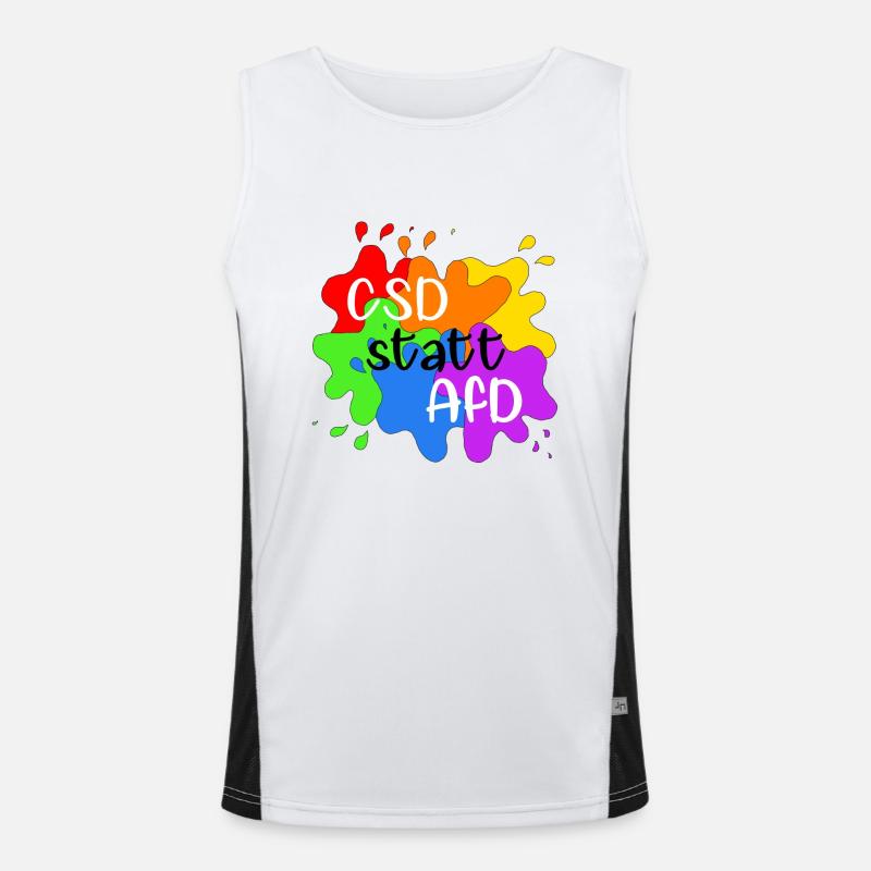 CSD statt AfD - Funktionelles Kontrast-Tank Top für Männer  - Weiß/Schwarz