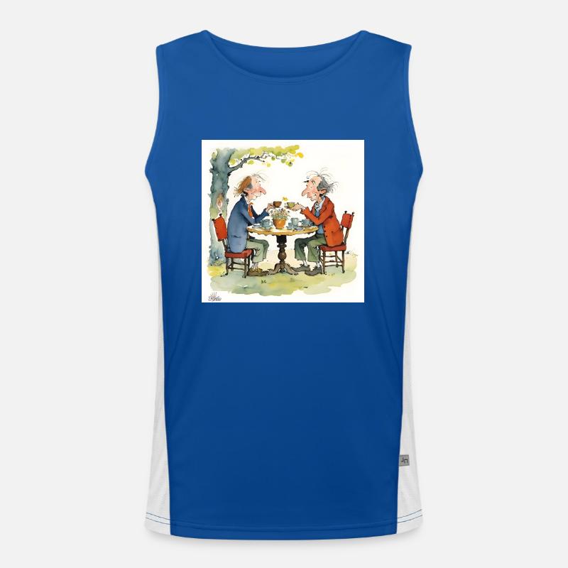 Gentlemen friends sharing a moment Men's Functional Contrast Tank Top 