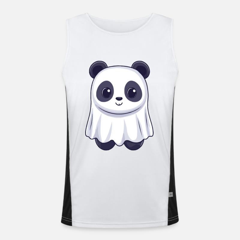 Panda Halloween Comic Ghost - Men's Functional Contrast Tank Top - white/black