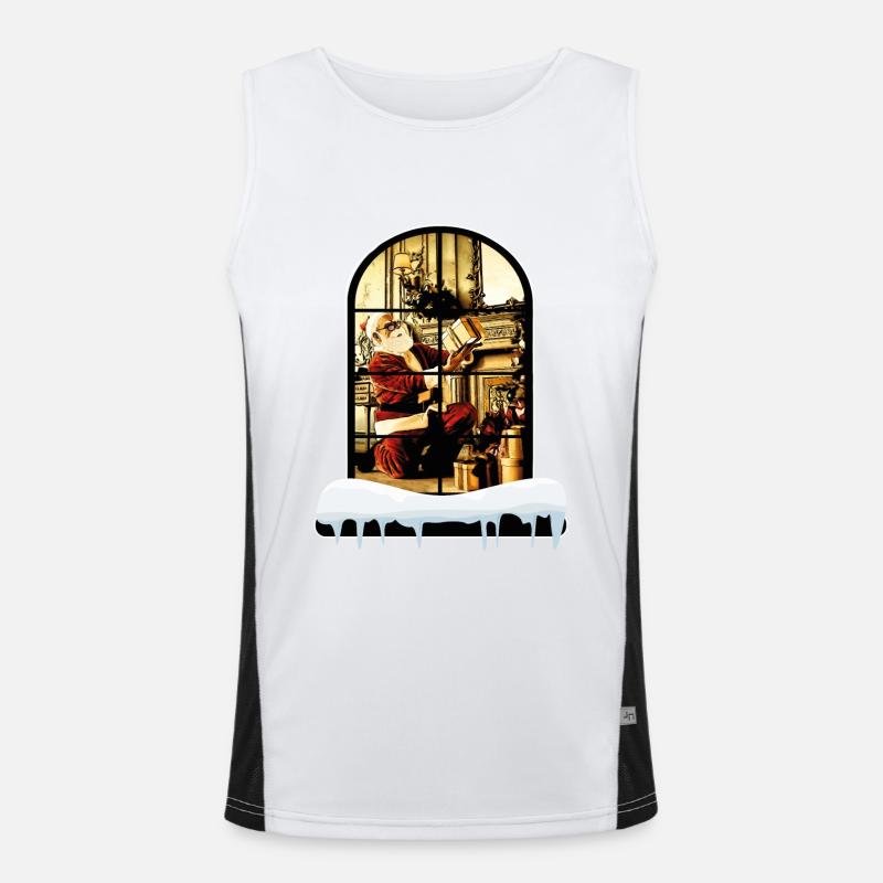 Der Weihnachtsmann zu Hause Funktionelles Kontrast-Tank Top für Männer 