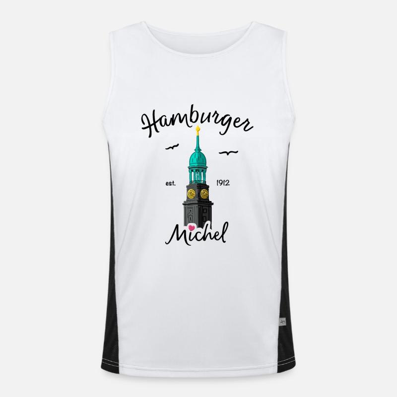Hamburger Michel, Northern Germany, Drawing Men's Functional Contrast Tank Top 