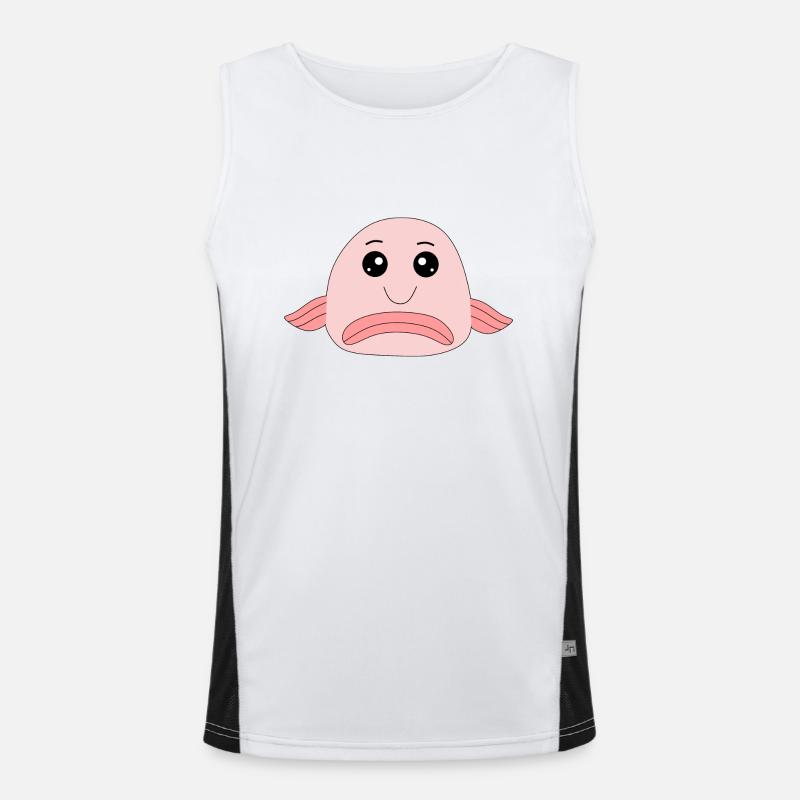 Blobfish fish comic ugly fish - Men's Functional Contrast Tank Top  - white/black