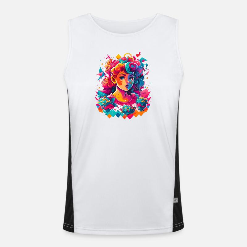 Synthwave Girl Men's Functional Contrast Tank Top 