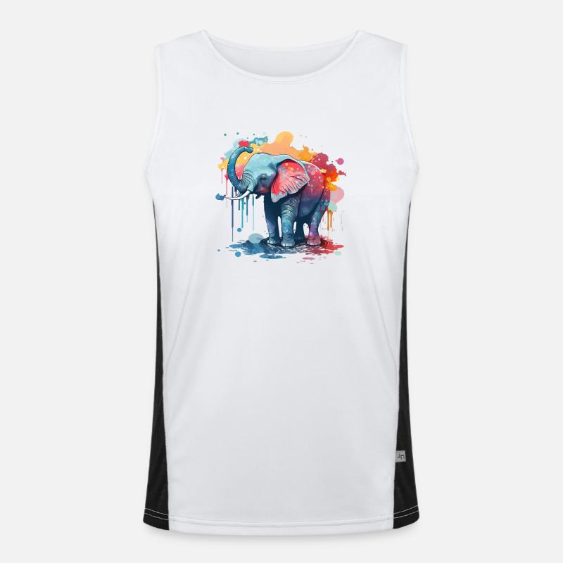 Aquarelle Éléphant Bébé Débardeur respirant contrasté Homme 
