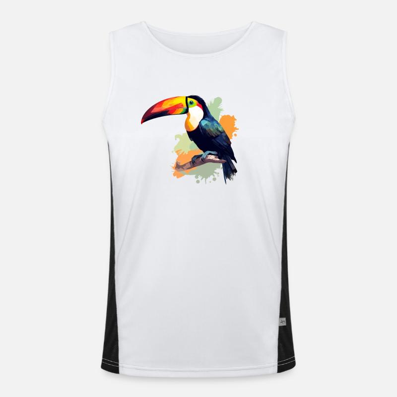 Toucan vert orange éclaboussure de couleur Débardeur respirant contrasté Homme 