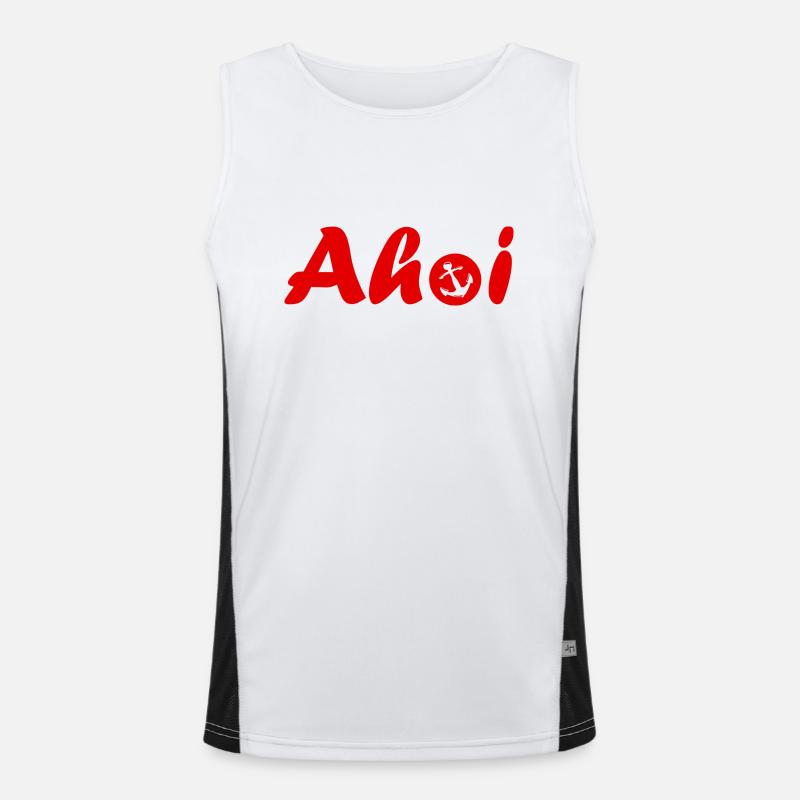 Ahoi Schriftzug mit Anker rot Funktionelles Kontrast-Tank Top für Männer 