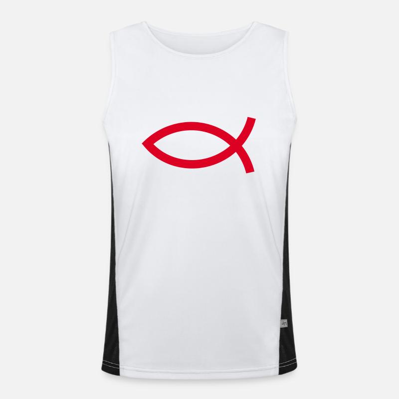 Jésus poisson Ichthys poisson poisson poisson Débardeur respirant contrasté Homme 