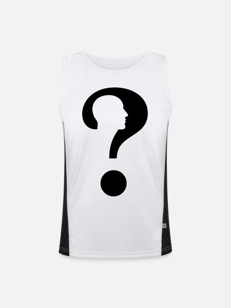 Fragezeichen mit Silhouette Mann # - Funktionelles Kontrast-Tank Top für Männer  - Weiß/Schwarz