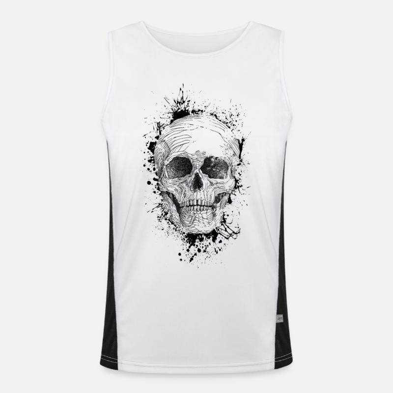 Skull - Men's Functional Contrast Tank Top  - white/black