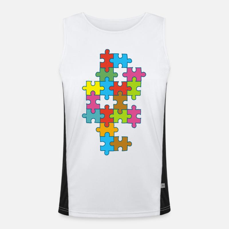 puzzle incomplet multicolore Débardeur respirant contrasté Homme 