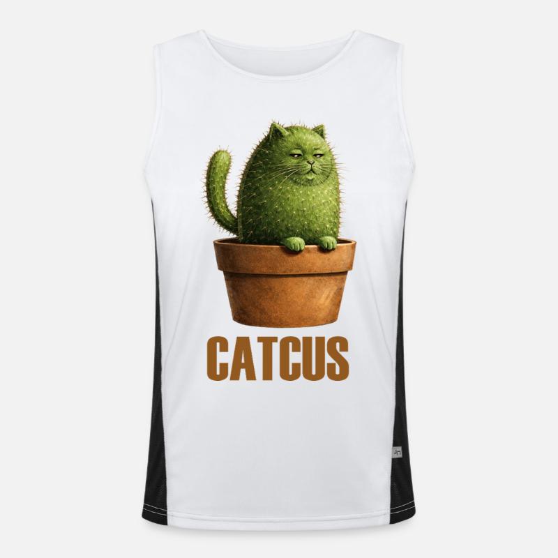 Catcus – Prickly Cat Cactus Love - Men's Functional Contrast Tank Top  - white/black
